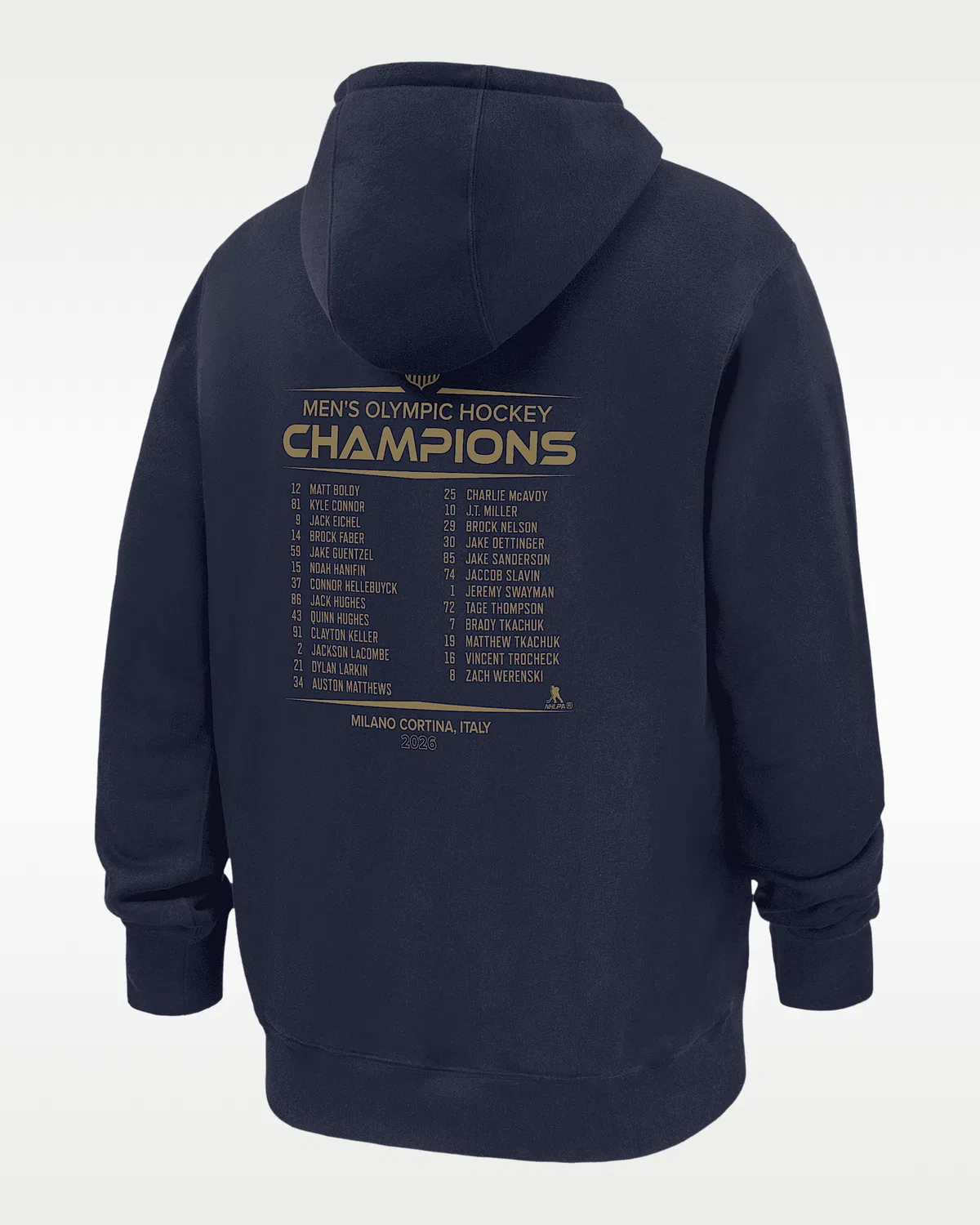 Мужская худи Nike USA Team 2026 "Gold Medal" Club Fleece Roster, Navy/Gold — фото 2