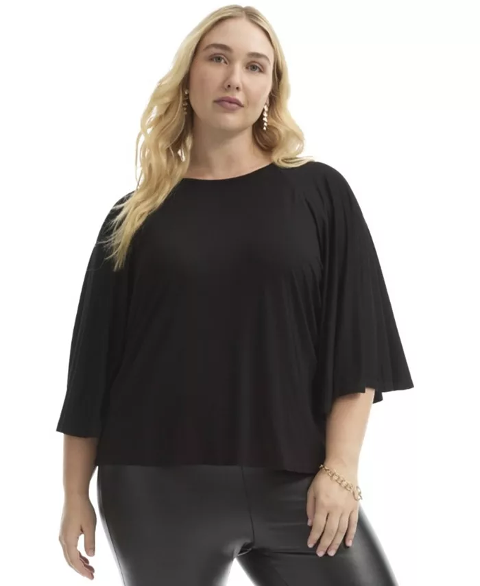 

Женская футболка-бретон с расклешенным рукавом реглан June + Vie, черный