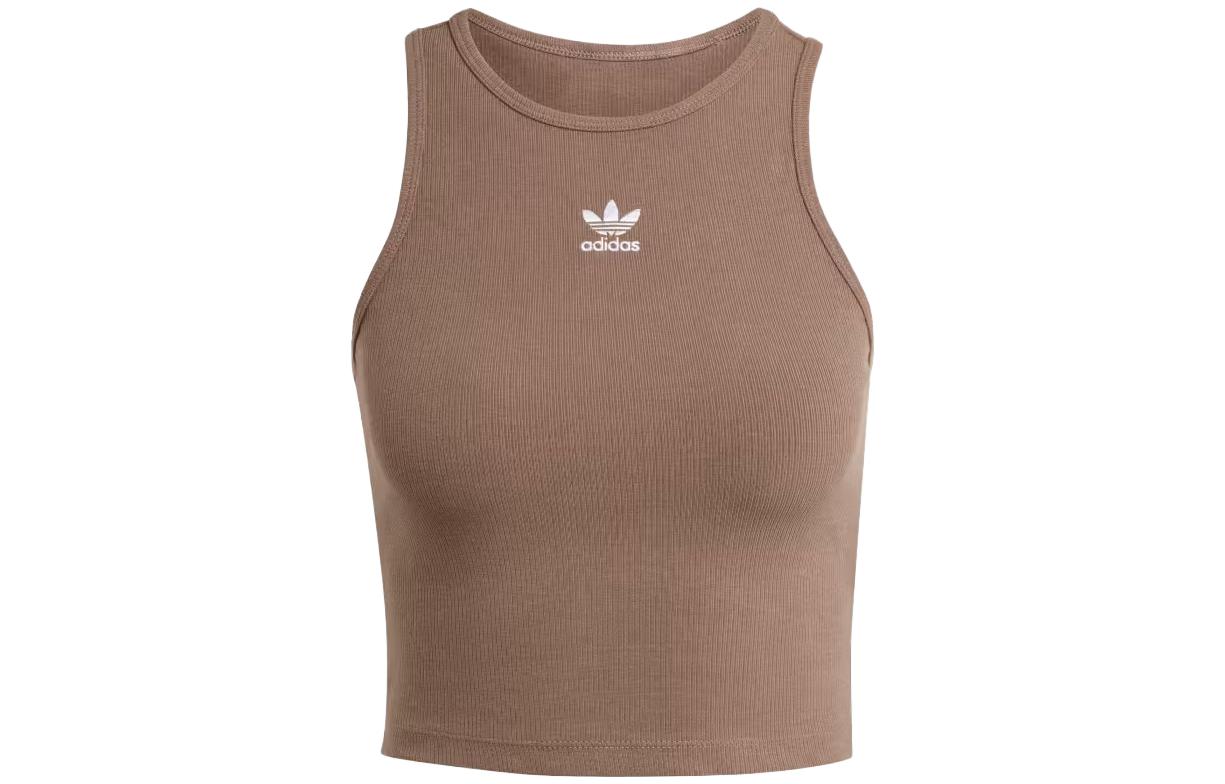 Adidas Originals Женская Повседневная Базовая Майка с Ребристой Вязкой 'Earth Strata', Умбра — фото 2