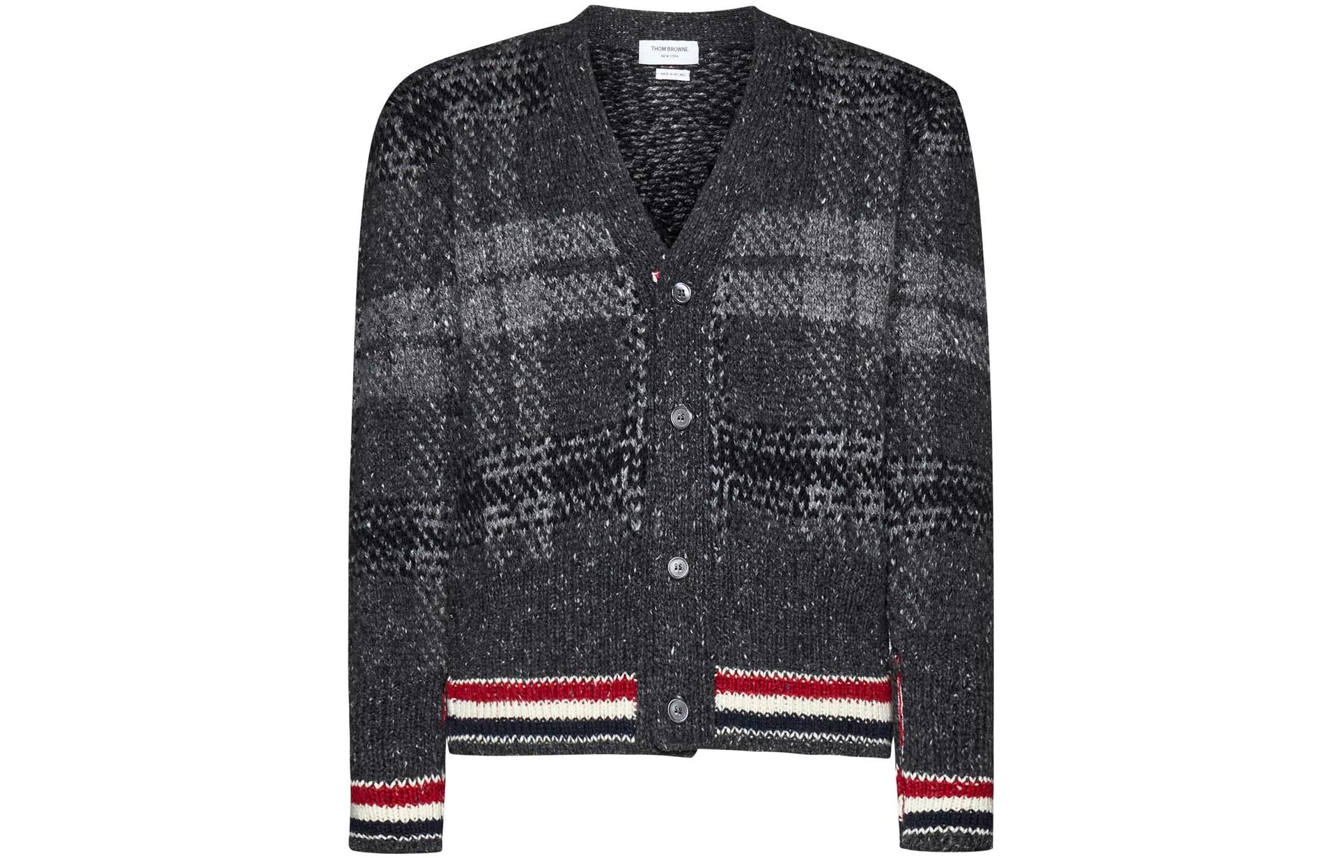 

Кардиган с узором в клетку тартан THOM BROWNE, серый