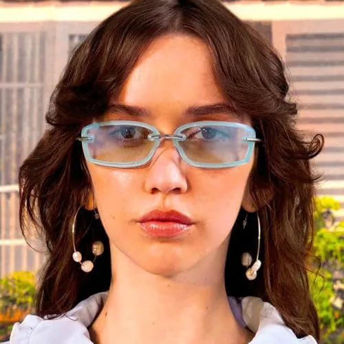 

Винтажные женские солнцезащитные очки в классическом ретро-стиле с цветными зеркальными линзами и без оправы. Модные женские солнцезащитные очки MTZJH, C3black