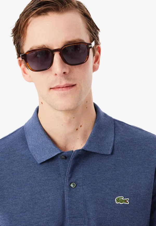 Рубашка поло Lacoste L1313, мужская, длинный рукав, однотонная, Bleu Chine — фото 4
