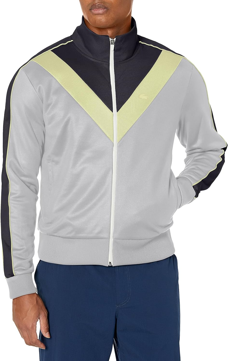 

Lacoste мужской толстовка с полной молнией и цветными блоками на переднем кармане, Nimbus/Abysm-Limeira