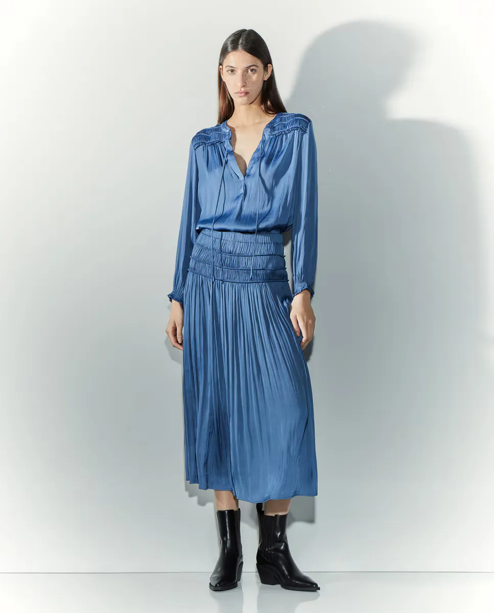 

Атласная юбка миди Tintoretto, темно-синий