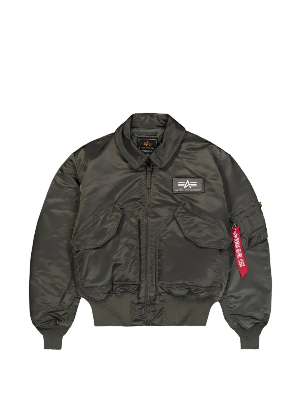 

Бомбер CWU 45 с вышивкой Alpha Industries, зеленый