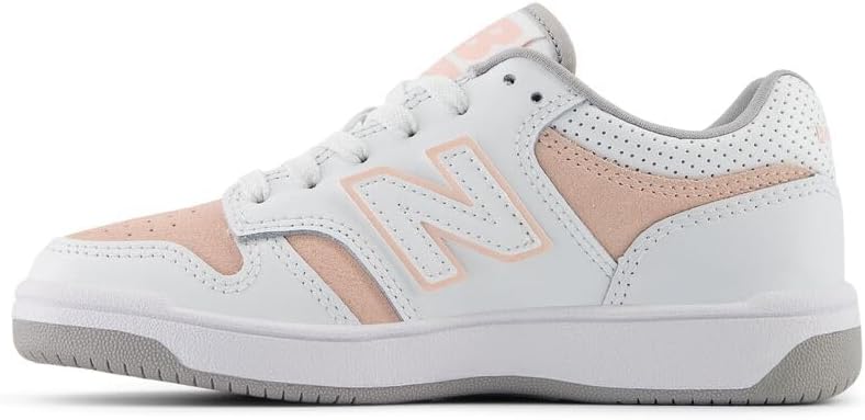 Детские кроссовки New Balance 480 V1 на шнуровке (унисекс), белый/розовый — фото 2