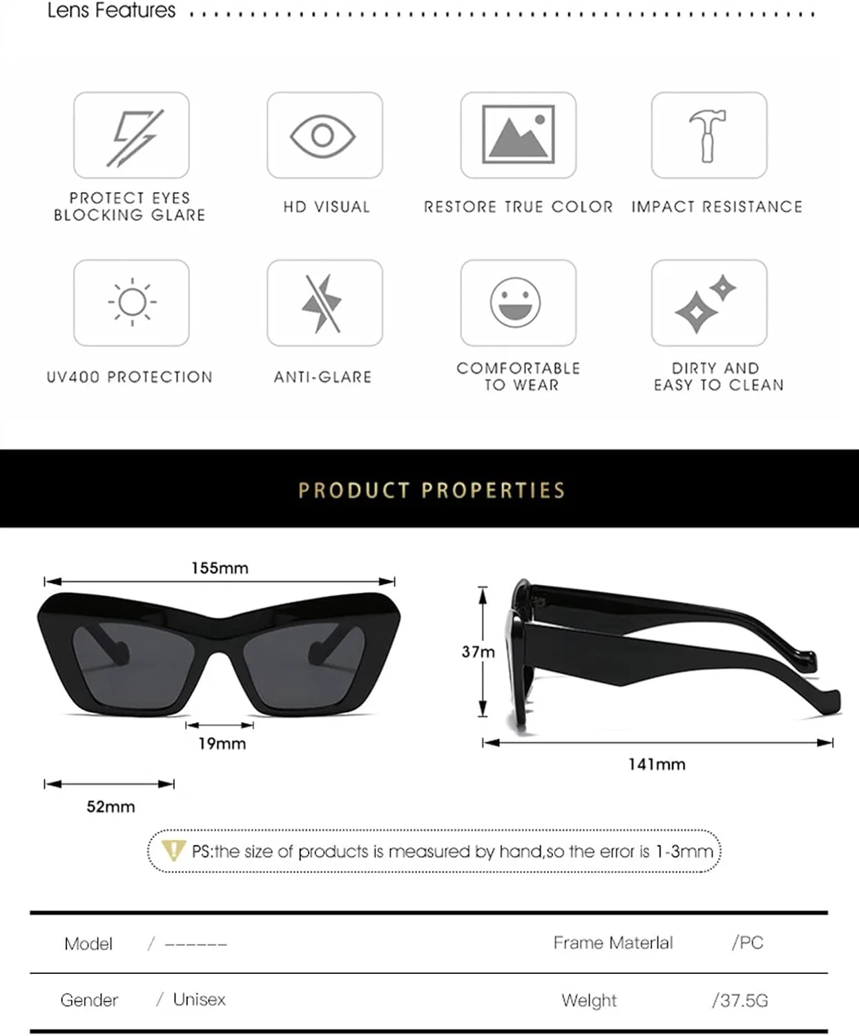 

Солнцезащитные очки GAOXIN в стиле хип-хоп с треугольными линзами и сетчатой ​​оправой «кошачий глаз», красные, для мужчин и женщин (Цвет: A, Размер: Средний), A