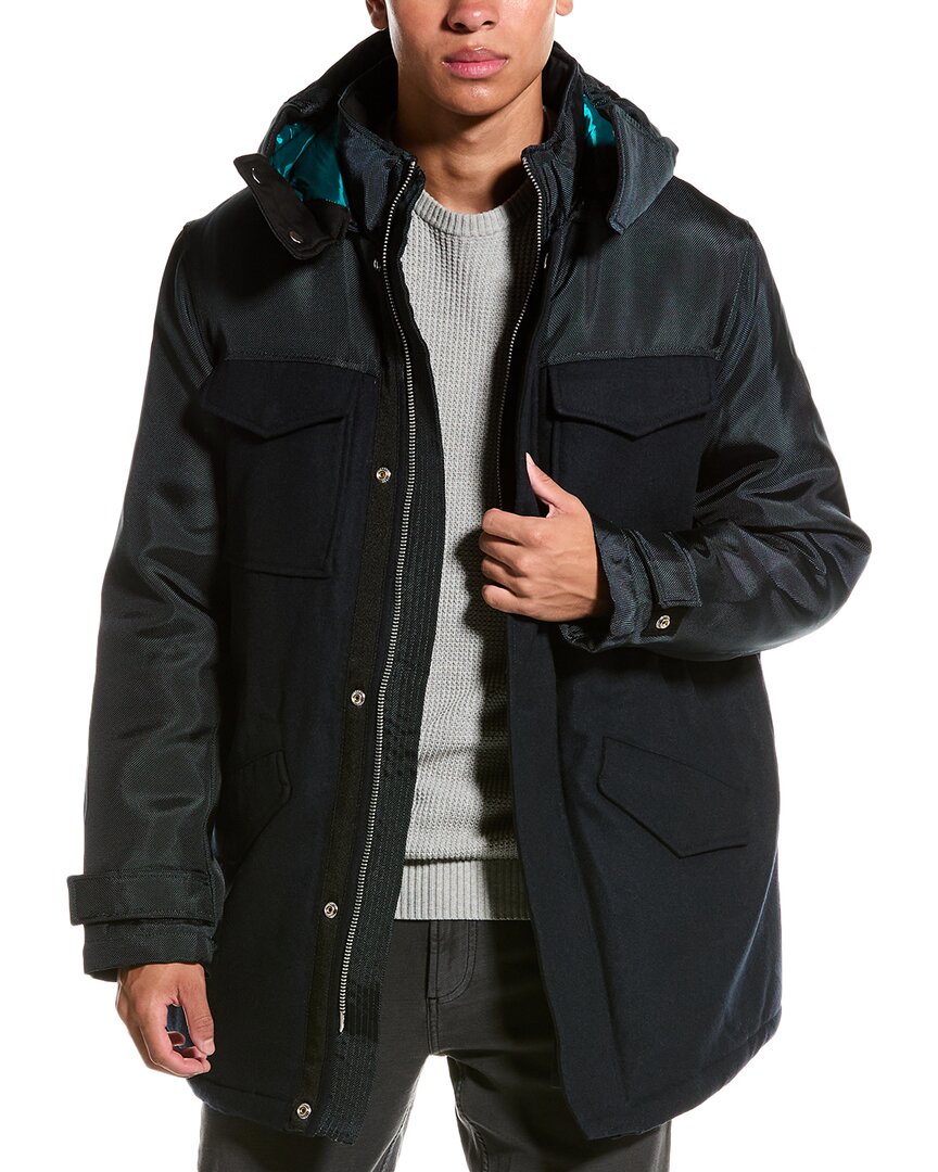 

Пальто Armani Exchange Caban из смеси шерсти, синий