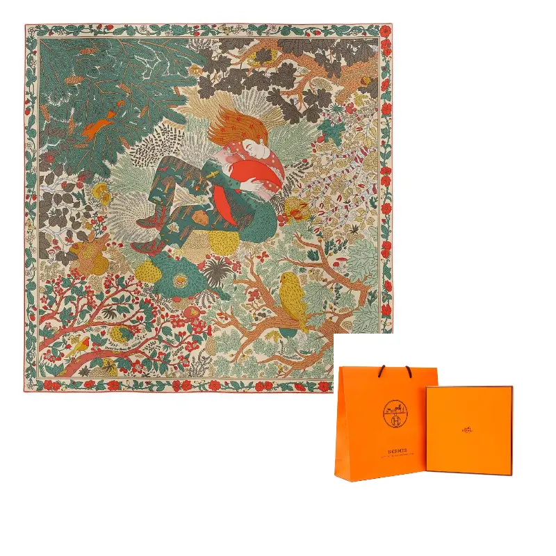 

HERMES Шёлковый шарф миндальный зелёный, Almond Green