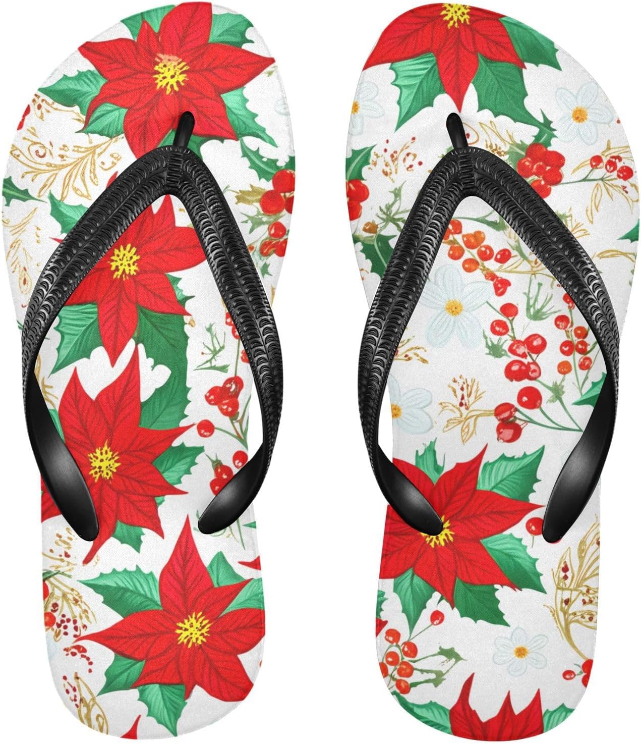 

Сланцы с цветочным принтом и ягодами падуба, белые, пляжные, резиновые, с подошвой против скольжения, летние шлепанцы для мужчин и женщин Sinestour