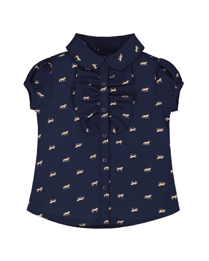 

Рубашка с принтом лошади Hope & Henry и воротником Питер Пэн Hope & Henry, синий