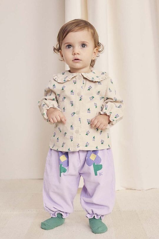 

Хлопковая детская блузка Pansy Flower Bobo Choses, бежевый
