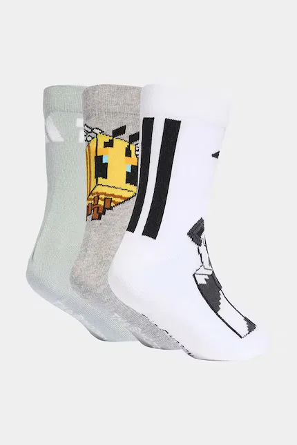Носки детские с принтом MINECRAFT 3 шт Adidas Performance, белый — фото 2
