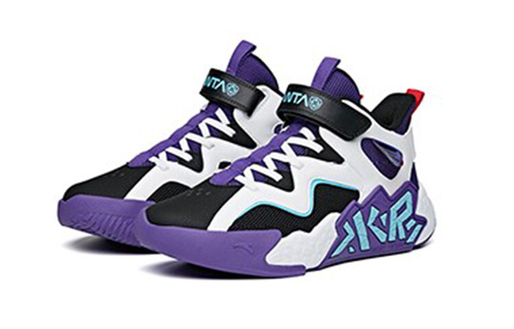 Детские баскетбольные кроссовки GS Mid-top черные/белые/фиолетовые Anta Kids — фото 3