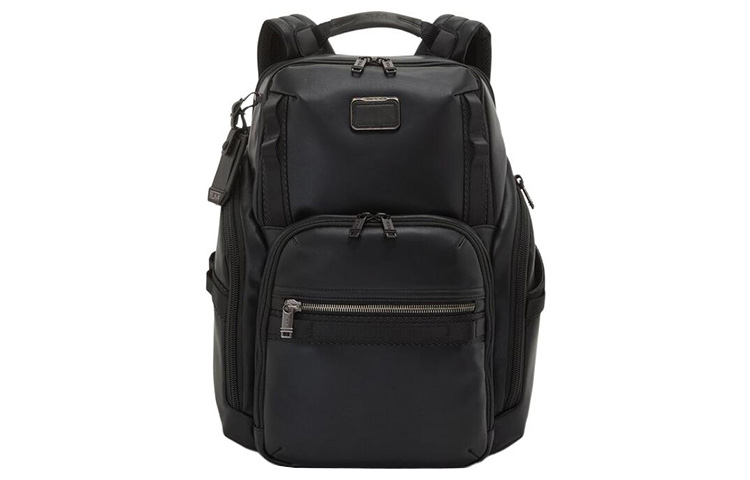 

Рюкзак мужской из кожи коровы обычный черный TUMI