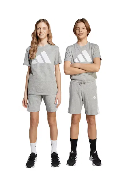 Шорты детские из хлопка Adidas, серый