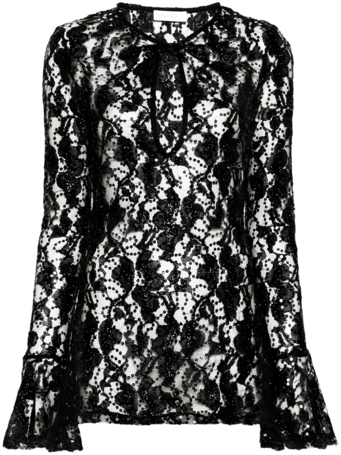 

Nina Ricci кружевной топ с пайетками, черный