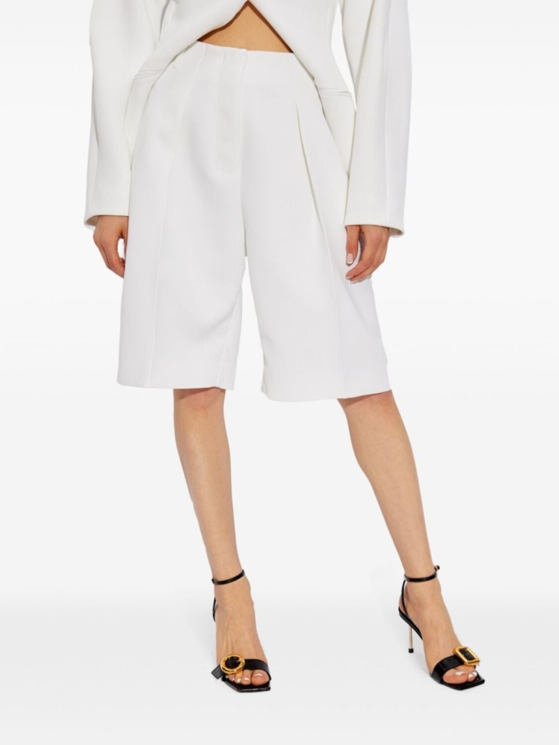 Jacquemus шорты с завышенной талией и складками, белый — фото 3