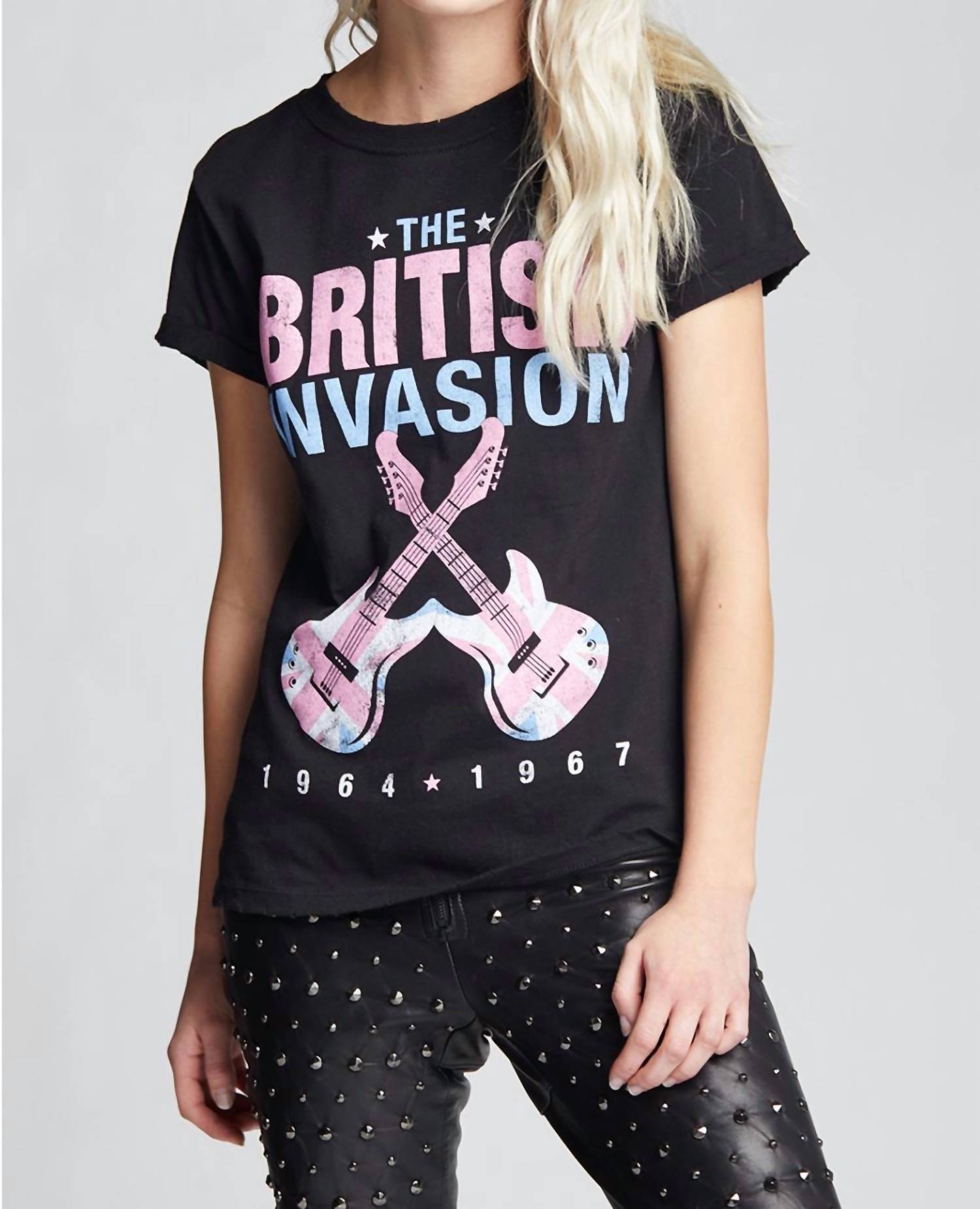 

Футболка British Invasion Band в винтажном черном цвете Recycled Karma