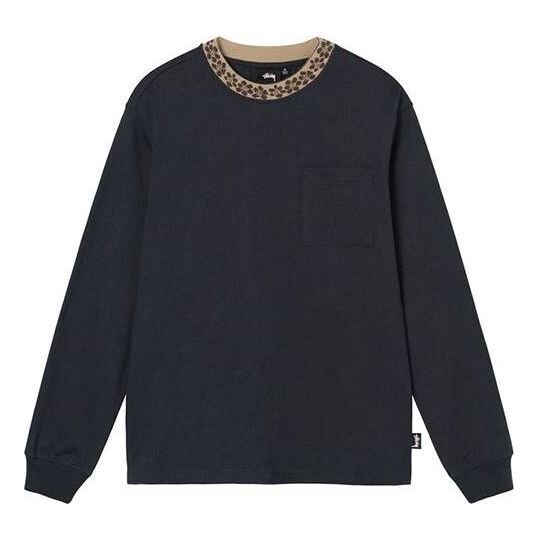 

Толстовка flower mock neck t-shirt 'black' Stussy, черный