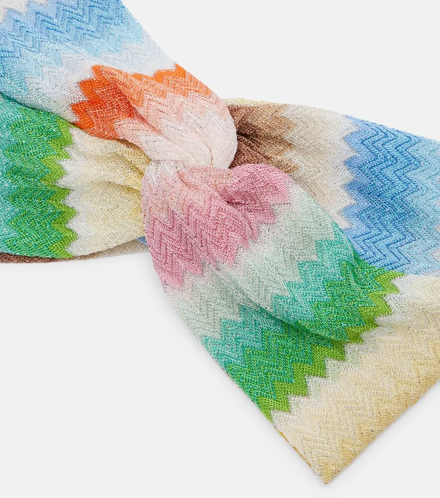 Повязка на голову с зигзагообразным узором из парчи Missoni, мультиколор — фото 3