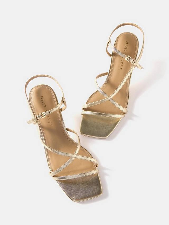 Босоножки-лодочки на тонких ремешках Mint Velvet, Gold — фото 2