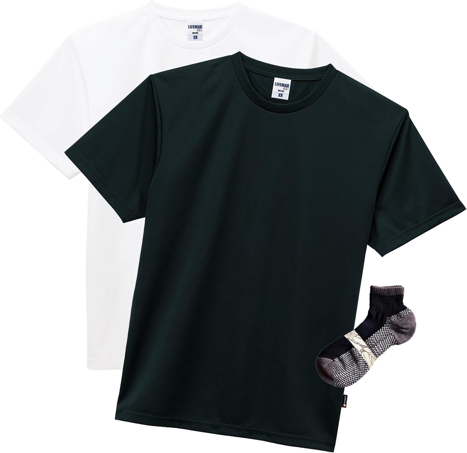 

Футболка LIFEMAX унисекс для взрослых (обработка полизином для предотвращения запаха пота), бело-черный