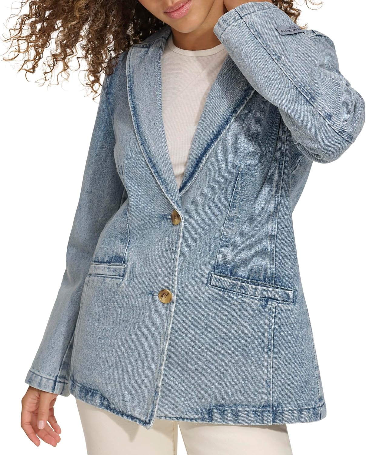 Женский джинсовый однобортный пиджак Levi's Womens, Light Wash Denim — фото 4