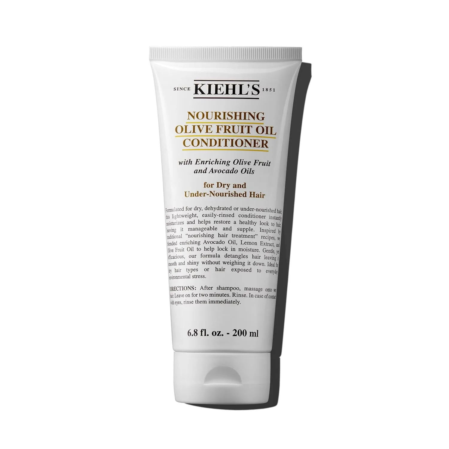 Увлажняющий кондиционер для сухих и поврежденных волос Kiehl's с маслом оливы, придает блеск и облегчает расчесывание. Легкая формула с маслом авокадо и лимона. 201 мл / 200 мл, Olive