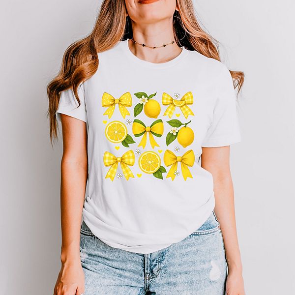 

Футболка с коротким рукавом Coquette lemons pattern bows Simply Sage Market, White