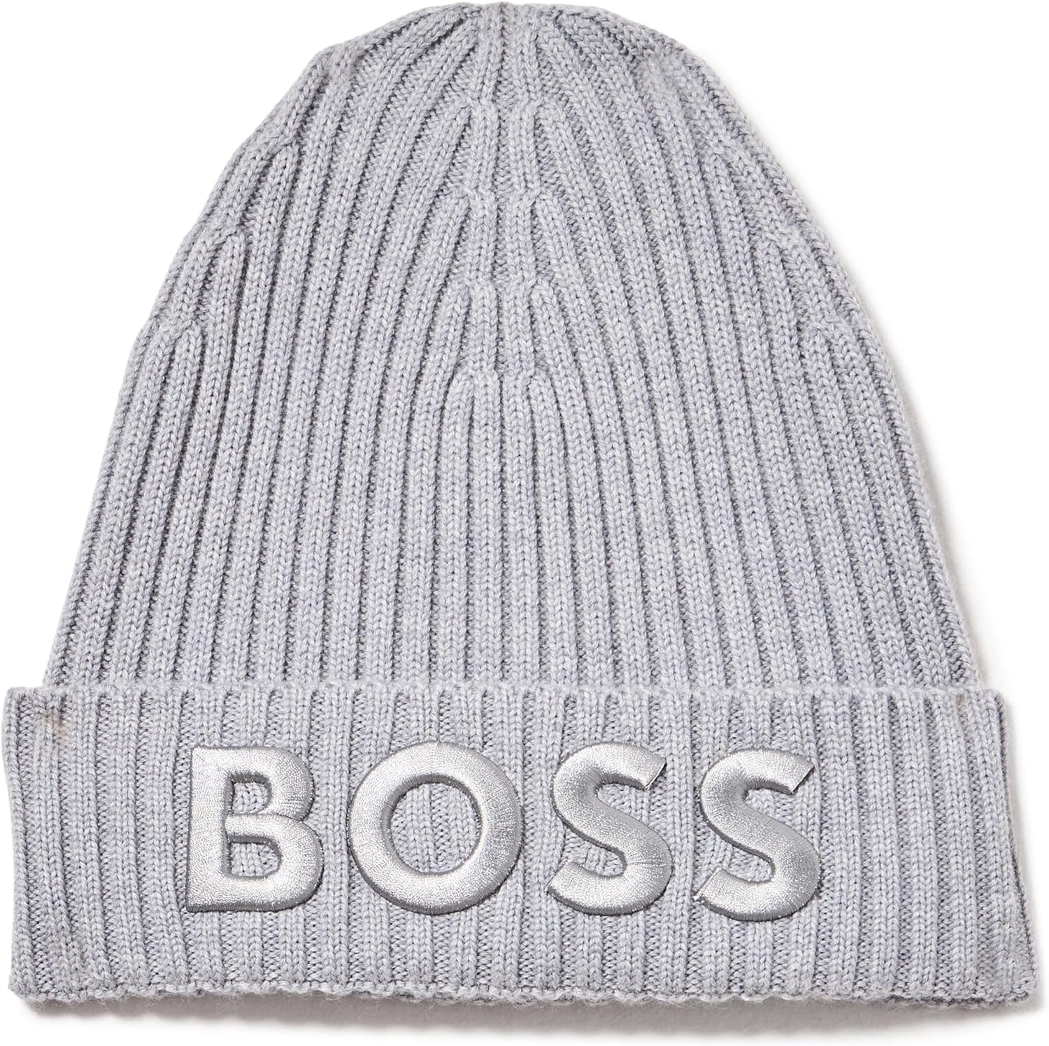 

Мужская вязаная шапка с тональным логотипом BOSS, Grey Snowflake