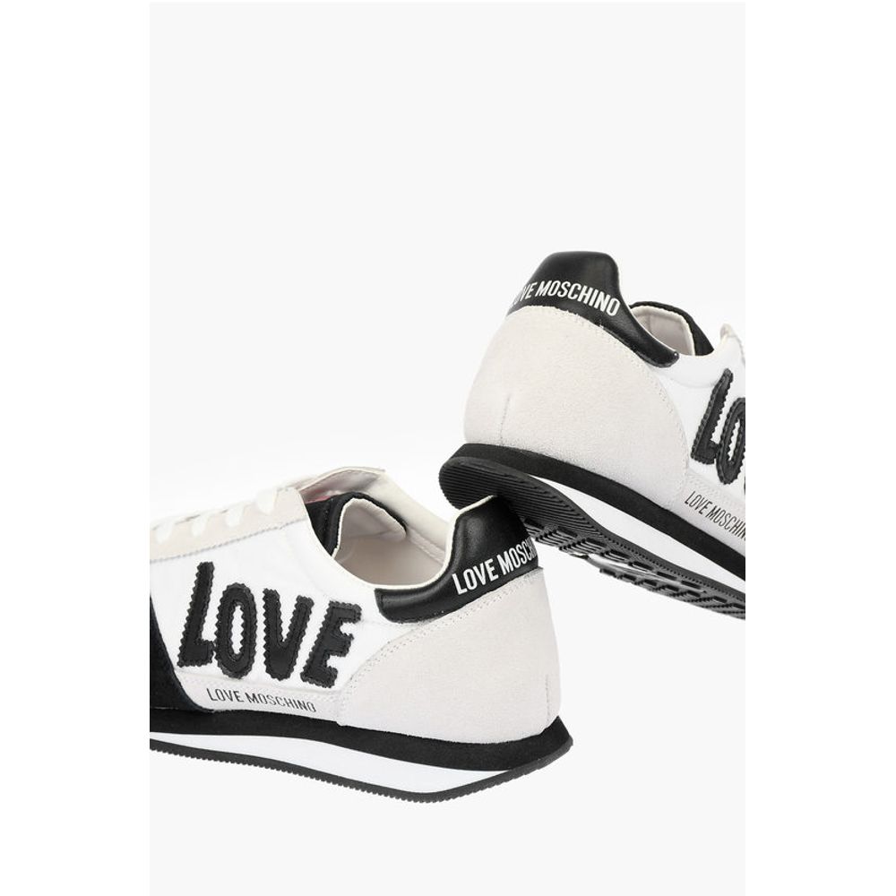 Кроссовки LOVE из замши, кожи и ткани Moschino, Black and White — фото 2
