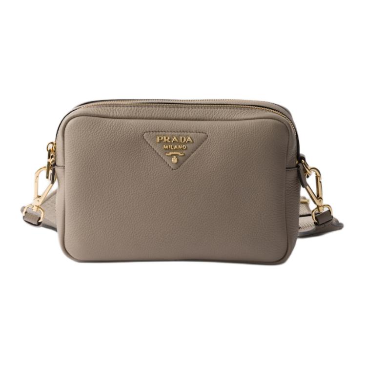 

PRADA Кожаная сумка кроссбоди, наплечная сумка Trumpets для женщин, цвет глиняно-серый