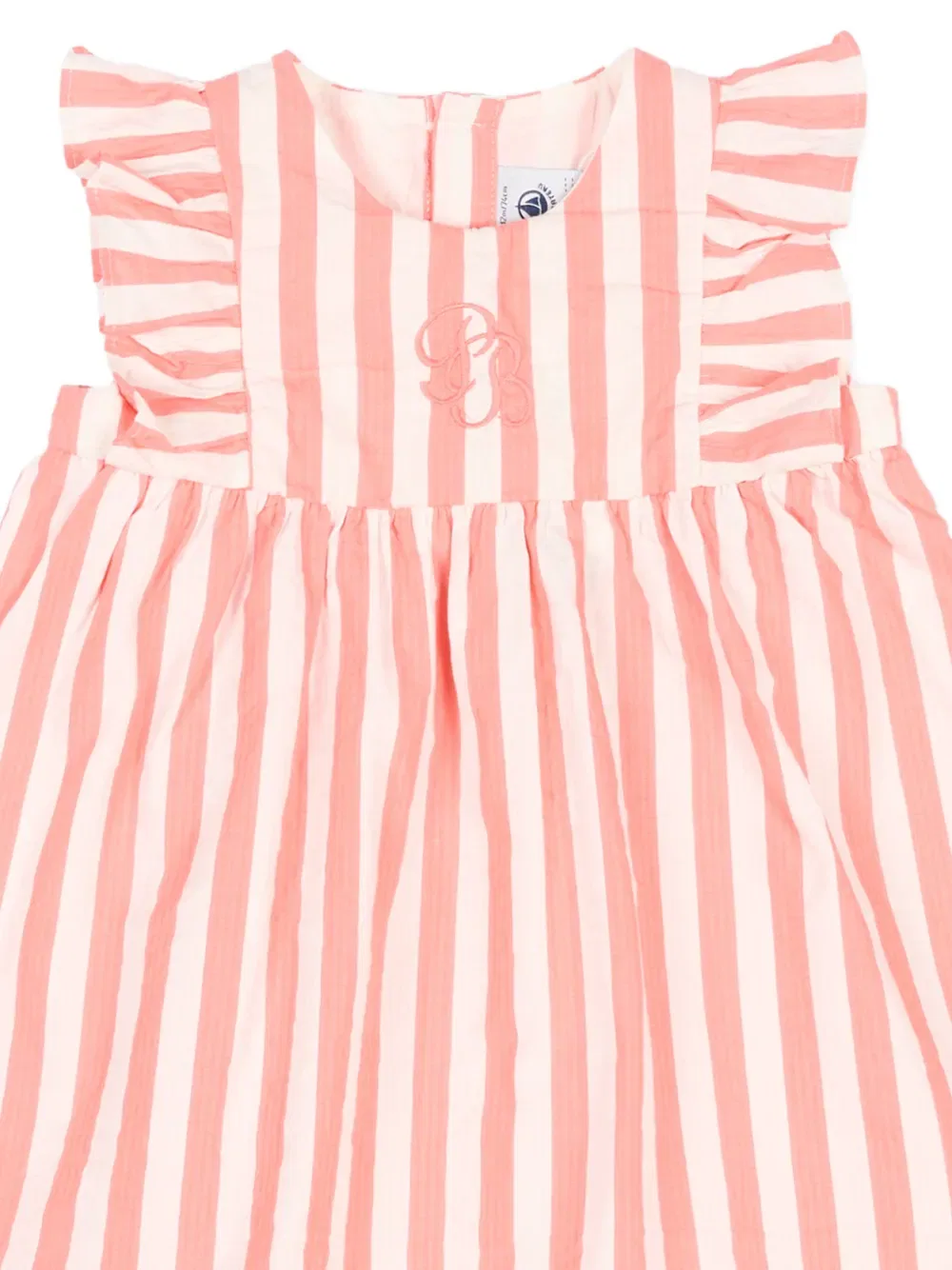 Комплект из платья и платья в полоску с оборками на рукавах Petit Bateau, розовый — фото 4
