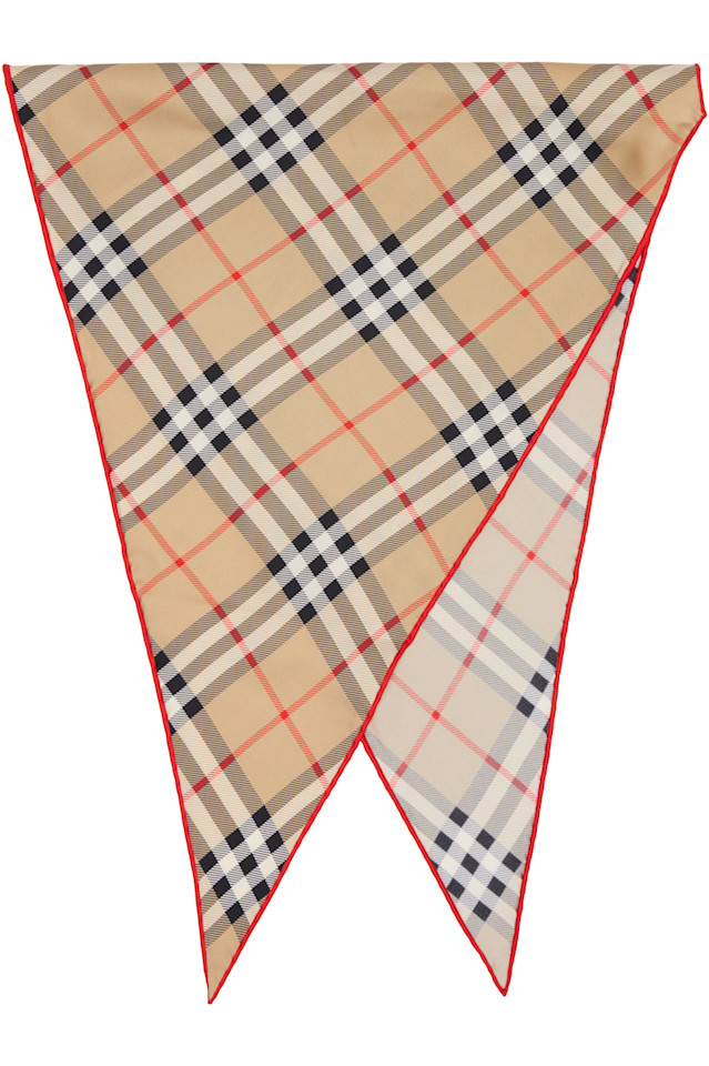 

Burberry Шелковый шарф в бежевую клетку