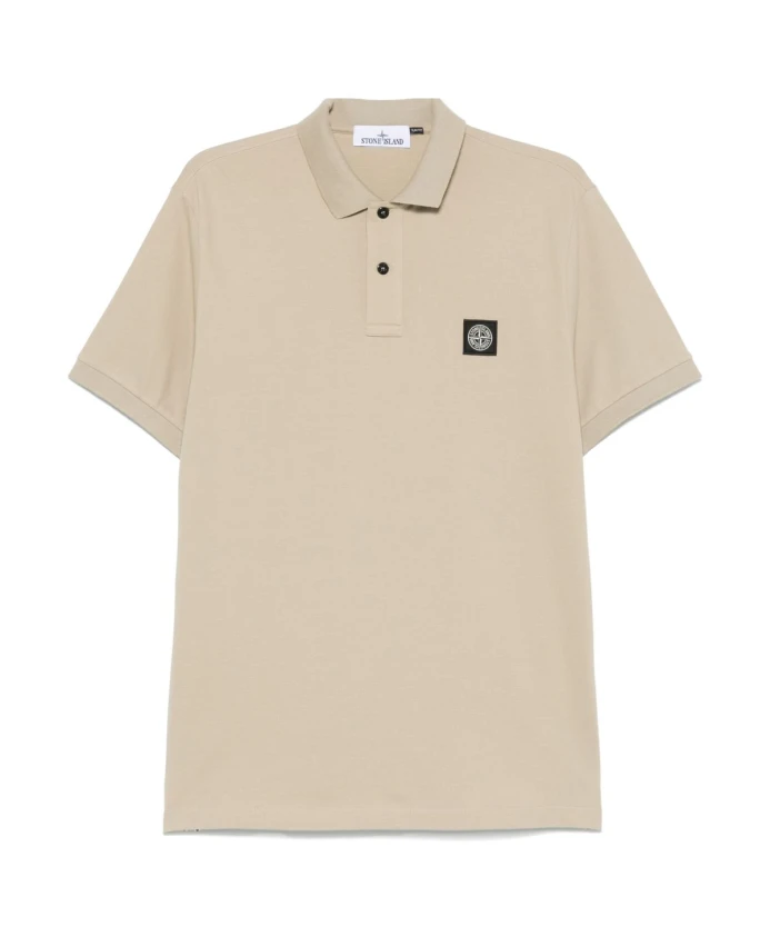 

Бежевая рубашка поло приталенного кроя весна-лето 2025 Stone Island, бежевый