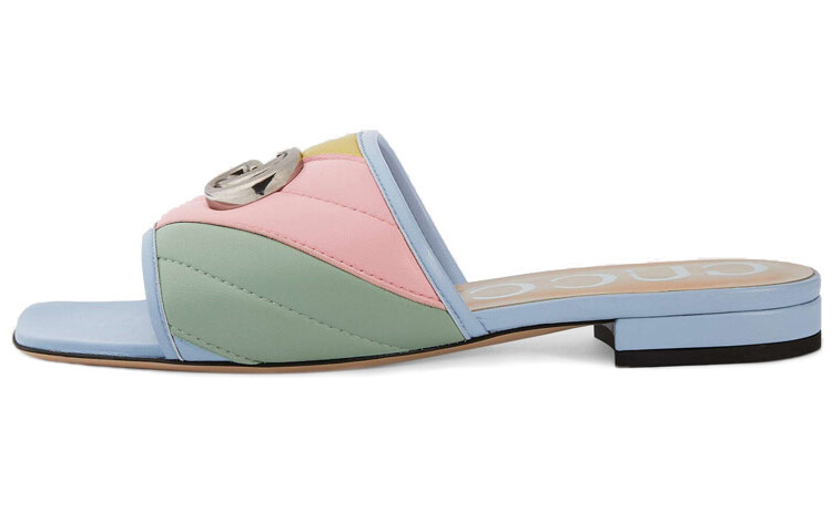 Мюли Gucci Double G Rainbow, голубой / розовый / зеленый