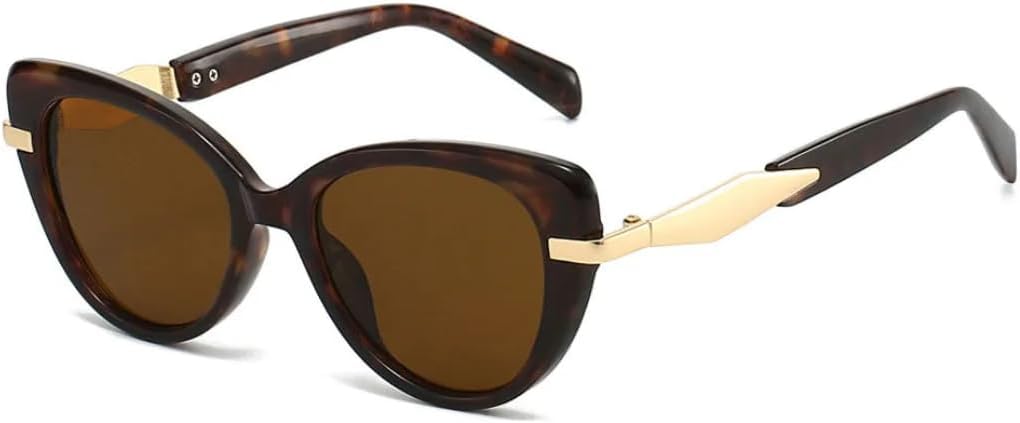 

Модные солнцезащитные очки «кошачий глаз» для женщин, винтажные, панк, роскошные, популярные, для активного отдыха и вождения, с защитой от УФ-излучения UV400 VVTWSSW, Leopard Tea