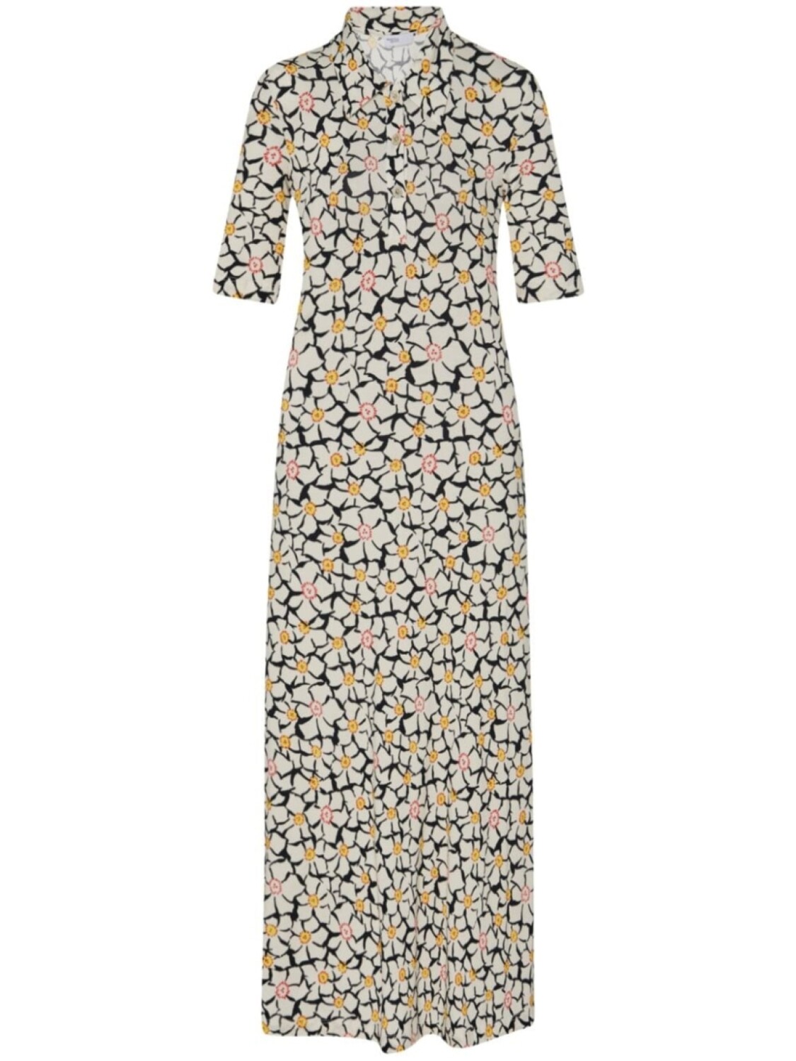 

Rosetta Getty платье макси с воротником поло и цветочным принтом, нейтральный цвет