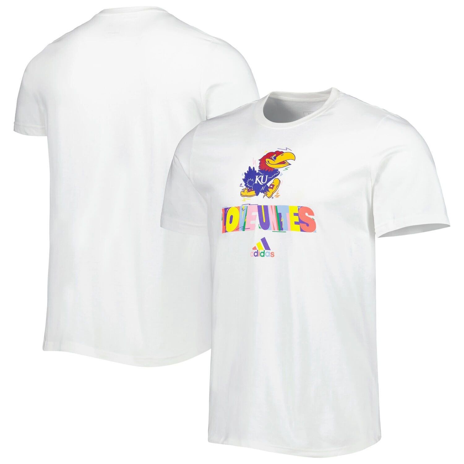 

Мужская белая футболка Kansas Jayhawks Pride Fresh adidas, Белый, Мужская белая футболка Kansas Jayhawks Pride Fresh adidas