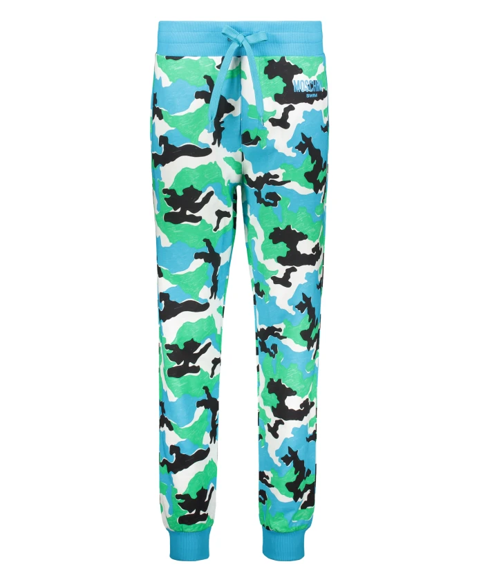 

Спортивные штаны с камуфляжным рисунком и завязками. Moschino, мультиколор
