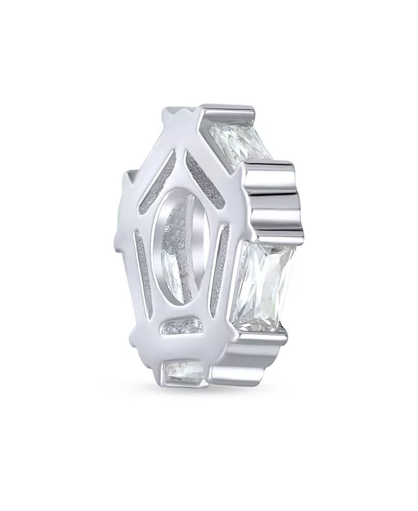 

Тонкая бусина-разделитель с геометрическим багетом из кубического циркония, серебро 925 пробы, подходит для европейского браслета. Bling Jewelry, clear