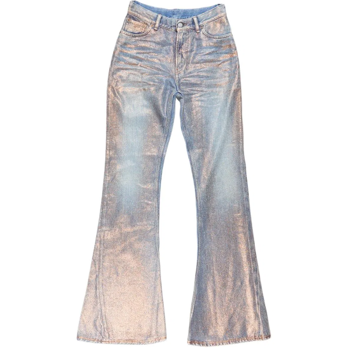 Брюки-клеш облегающие с блестками Acne Studios, Rose Copper