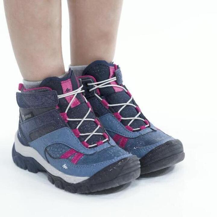 

Детские водонепроницаемые походные ботинки средней высоты на шнуровке CROSSROCK синего цвета Quechua