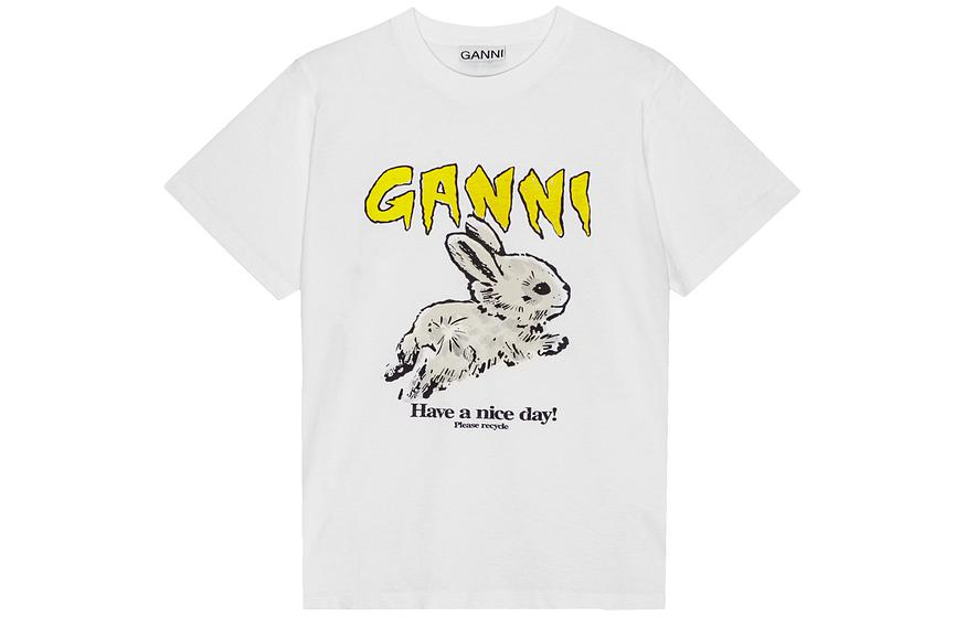

GANNI Футболка SS24 Regular женская ярко-белая, Белый, GANNI Футболка SS24 Regular женская ярко-белая