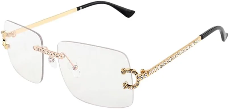 

Солнцезащитные очки без оправы прямоугольной формы для женщин и мужчин, солнцезащитные очки с бриллиантами, ретро-солнцезащитные очки без оправы KTUCN, C5