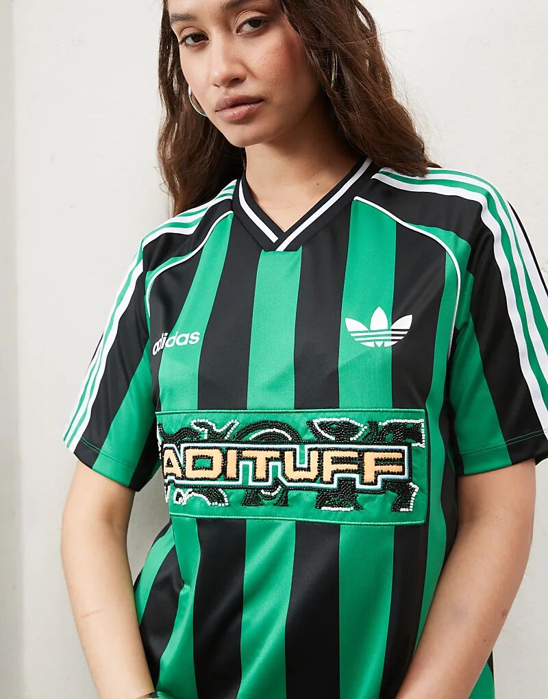 Летняя футболка adidas Originals зеленого цвета — фото 4