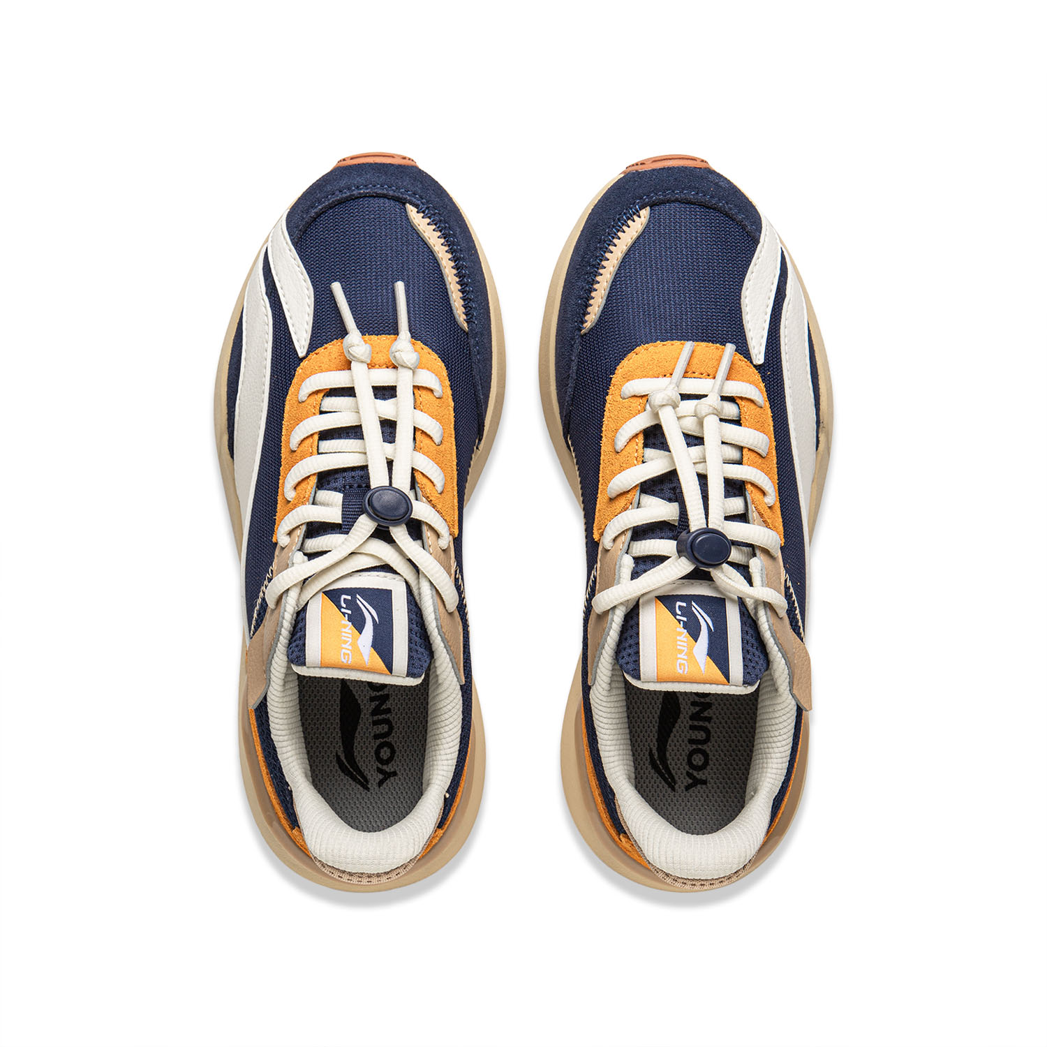 Li-Ning YOUNG Sports Life Collection низкие детские повседневные кроссовки Dark Ship Blue/Ivory/Refining Gold Brown — фото 4