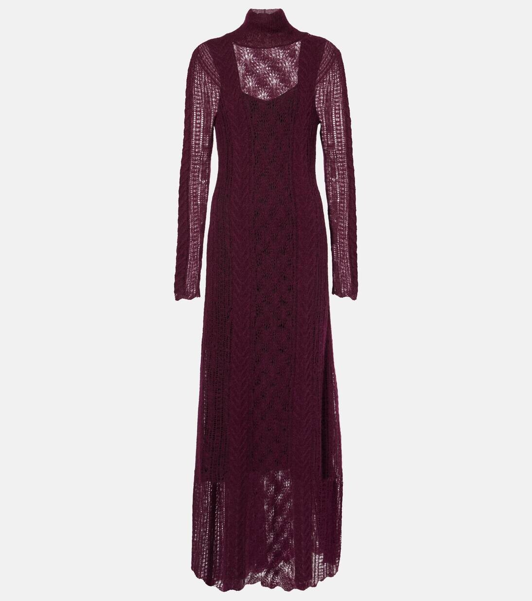 

Длинное платье Kassia из шерстяной смеси ажурной вязки Ulla Johnson, цвет bordeaux
