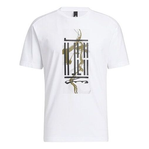 

Футболка adidas Wj Gfx Logo Pattern Printing Athleisure Casual Sports Round Neck Short Sleeve White, мультиколор